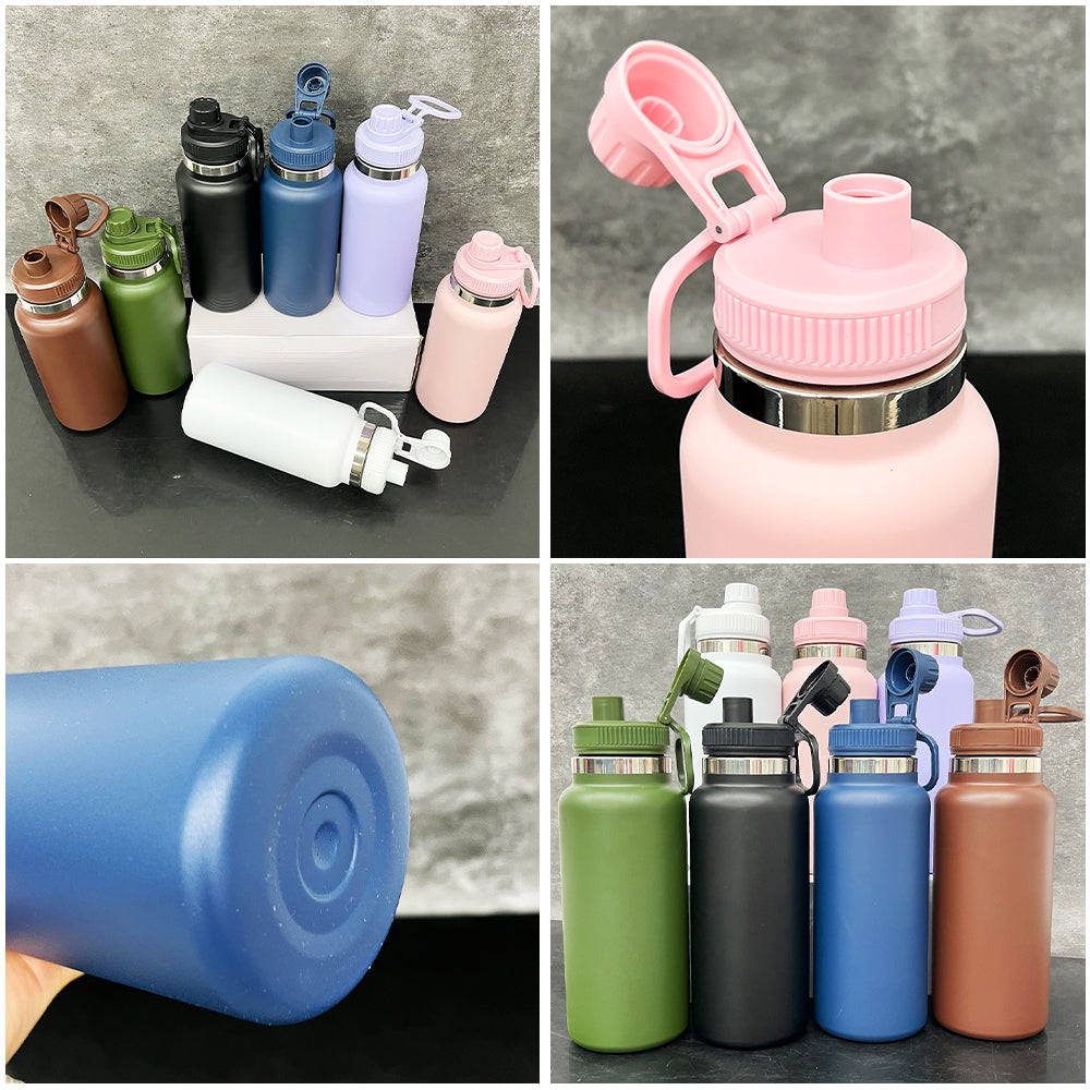 USA RTS_ Sports Lid Powder Coated 32oz Water Bottle with Portable Drinking Spout Lid for Laser Engraving_ miki