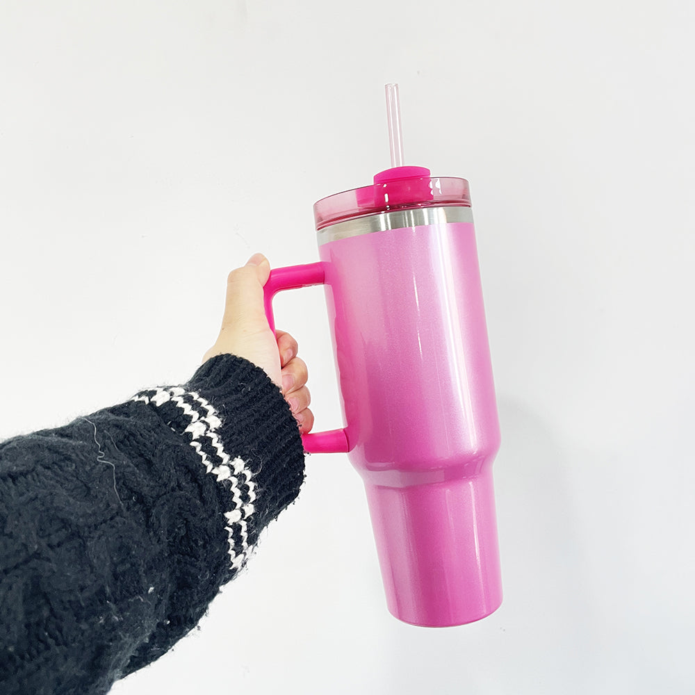 USA RTS_ H2.0 40oz winter pink glitter stainless steel tumbler for sublimation and laser engraving_miki