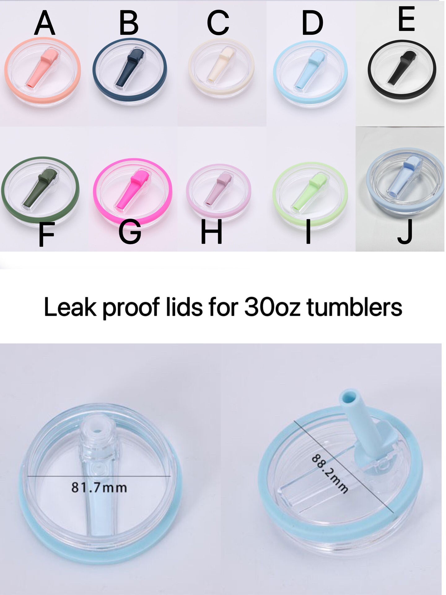 leak proof lids for 30oz 40oz quencher tumblers with plastic straws_miki