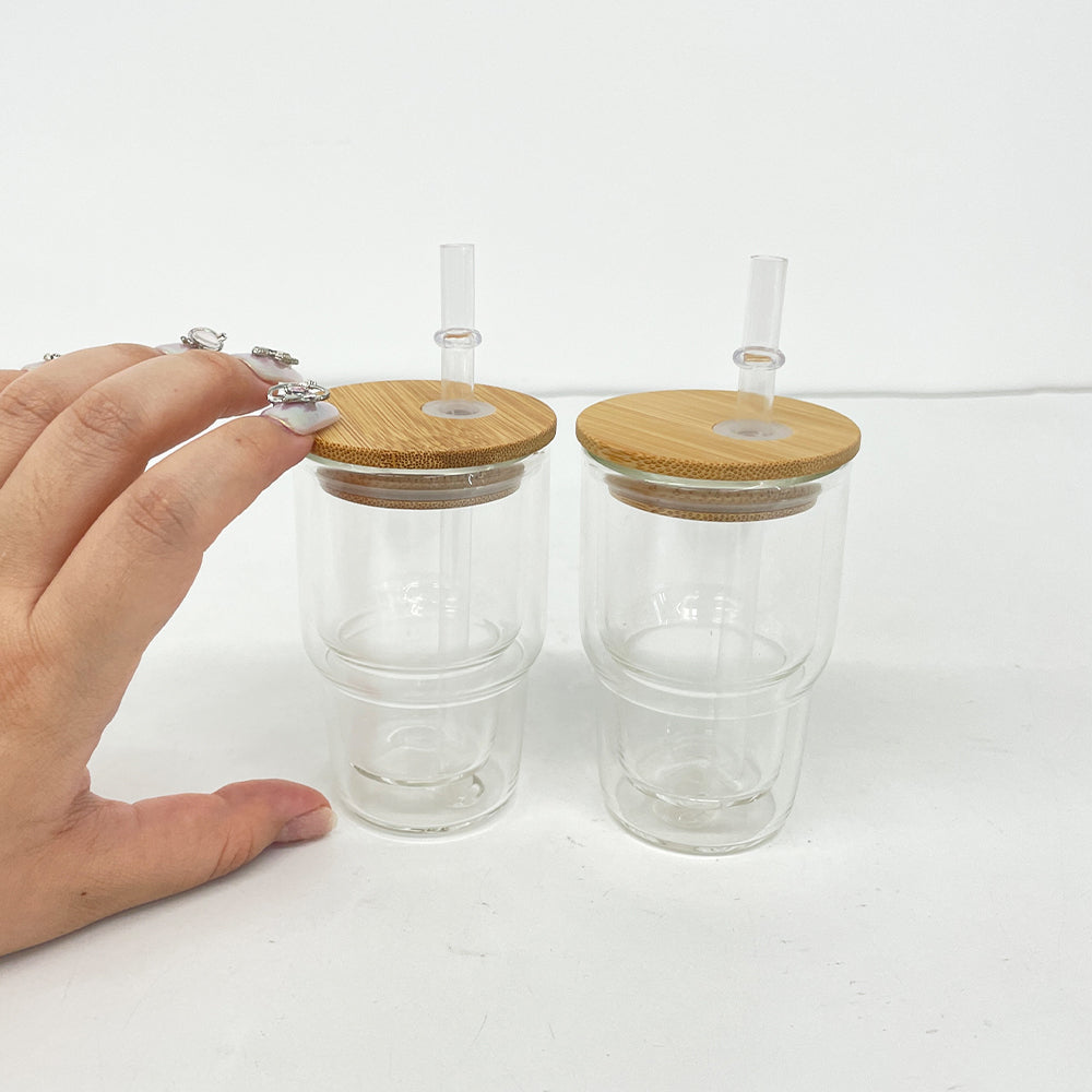 Sublimation Snowglobe Double Walled 3oz Mini Shot Glass with Lid and Straw Pre-drilled with Stopper_ miki