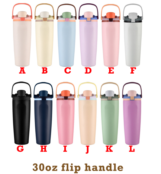 powder coated 30oz 40oz Owala style water bottles with lid and handle _miki