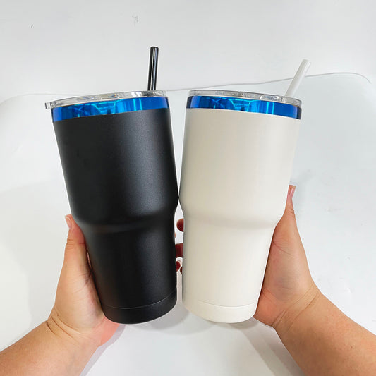 USA RTS_ blue plated 30oz yeti style powder coated stainless steel mug with lid and straw for laser engraving_miki