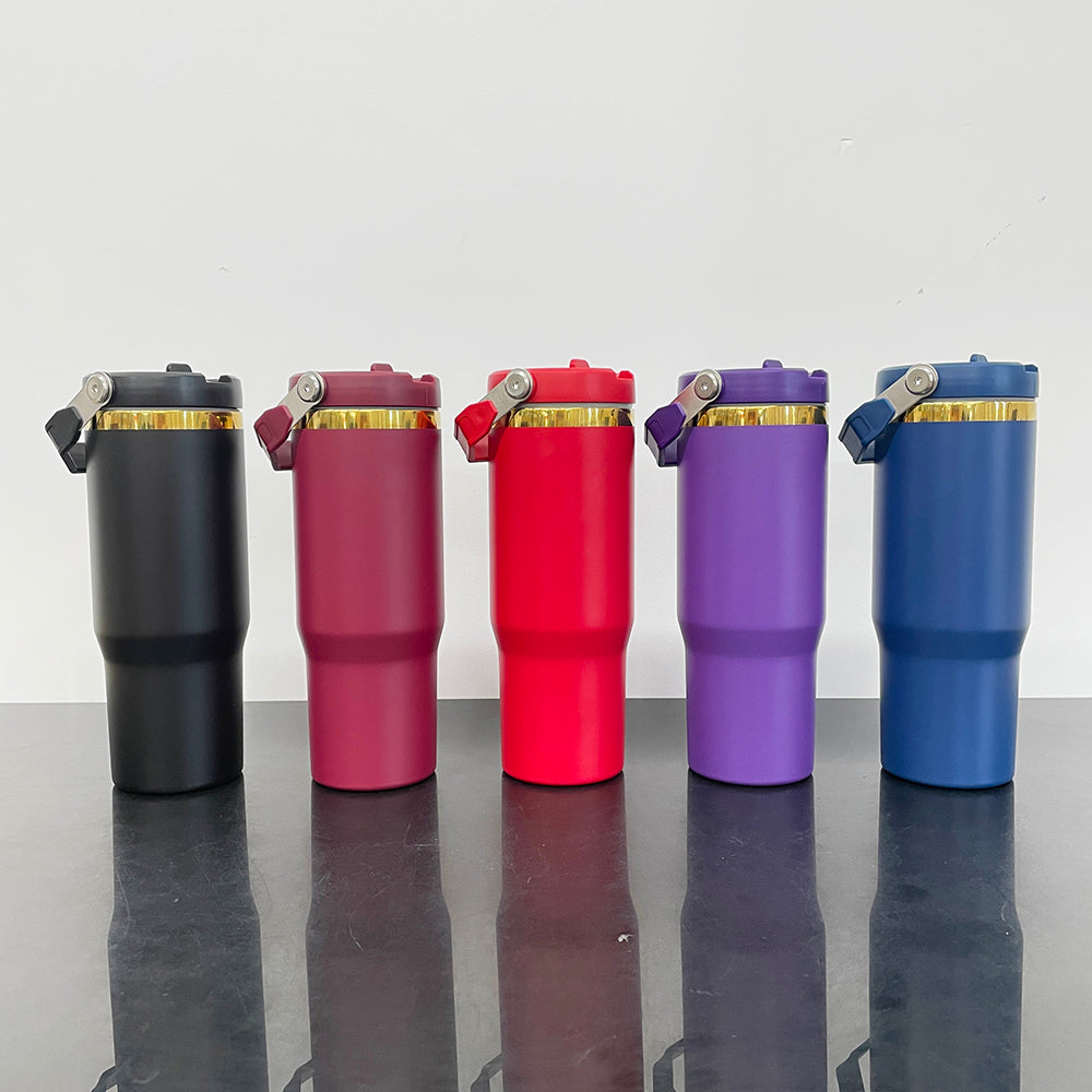 Mirror Gold Plated 30oz Flip Straw Water Bottles For Laser Engraving_miki