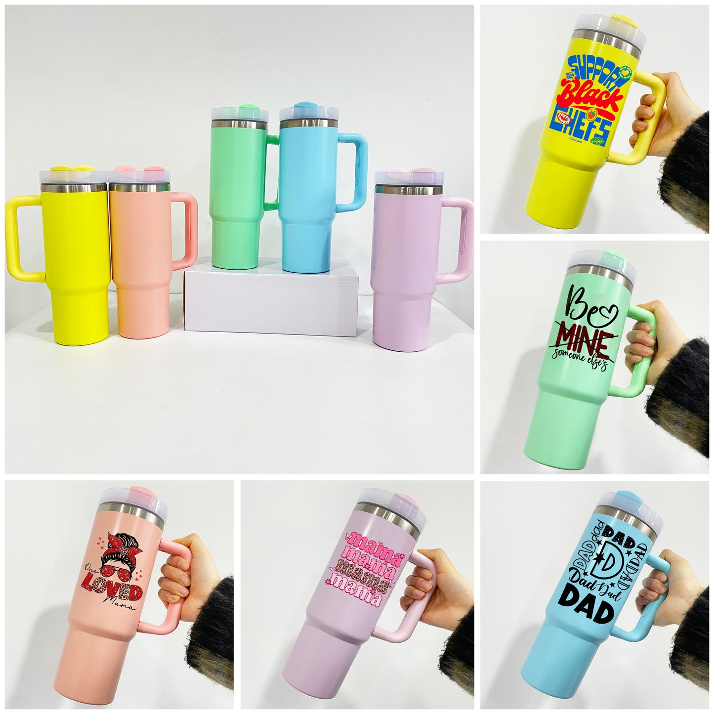 macaron colored H2.0 30oz quencher tumbler with removable handle for sublimation and laser engraving_Miki