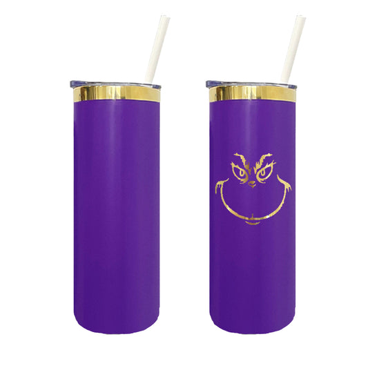 dark purple powder coated mirror gold underneath 20oz stainless steel straight tumblers for laser engraving_miki