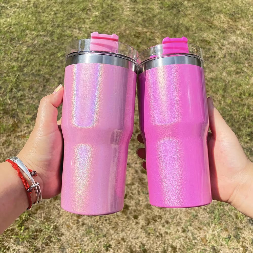 USA RTS_ Shimmer sublimation Double Walled Stainless Steel 20oz Kids Tumbler with Lid and Straw_ miki