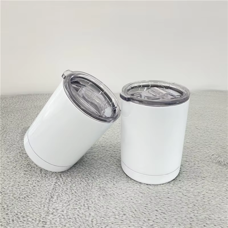 USA Presale_ Sublimation White 10oz Double Walled Stainless Steel Lowball Mugs with Lid_ miki