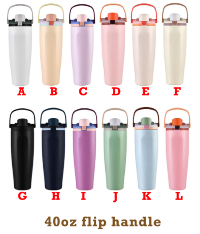 powder coated 30oz 40oz Owala style water bottles with lid and handle _miki