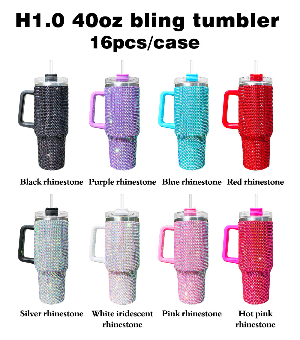 USA RTS_ 40oz solid rhinestone bling tumbler_miki