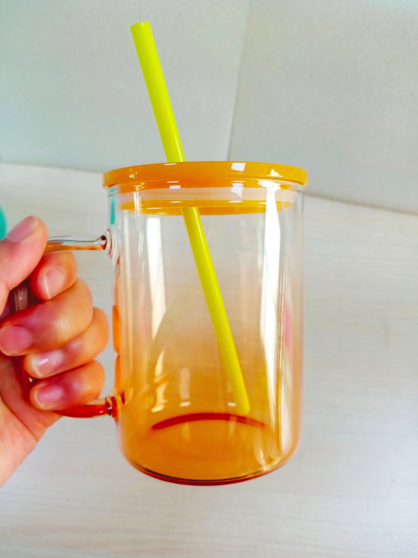 17oz Ombre Jelly Glass Mug with Colored Plastic Lid and Straw for Sublimation and UV DTF _ miki