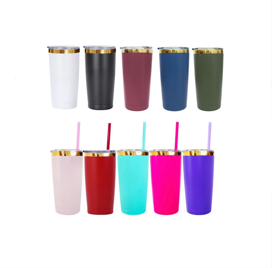 Mirror Gold Underneath Powder Coated 20oz Yeti Mug With Lid And Colored Straw for Laser Engraving_miki