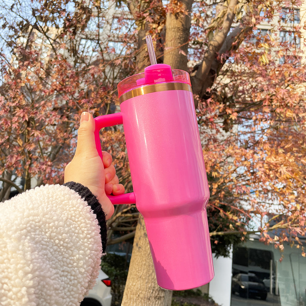 USA RTS_ H2.0 40oz winter pink glitter stainless steel tumbler for sublimation and laser engraving_miki