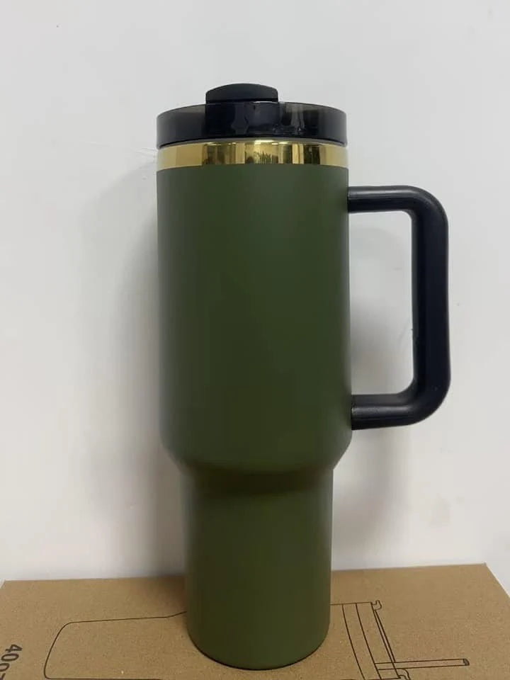 Mirror Gold Plated 40oz Army Green Powder Coated H2.0 Quencher Tumbler For Laser Engraving_miki