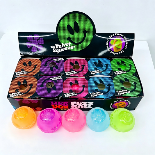 USA Presale_ Glowing in the dark smiley face glitter fuzzy ball squishy toy _miki