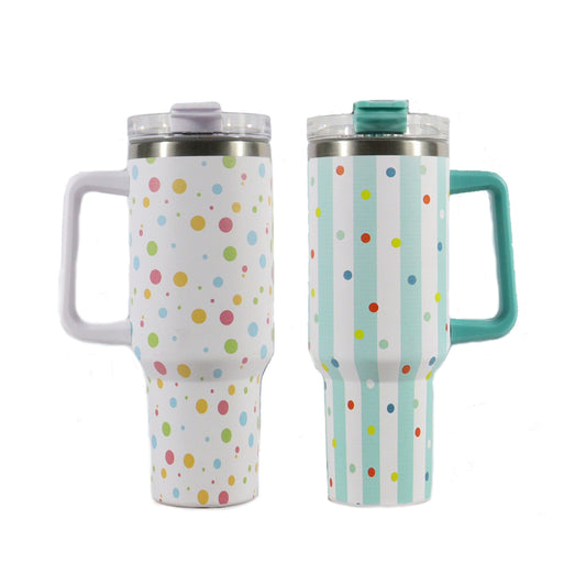 Colorful Painted Dots H1.0 40 OZ Quencher Tumblers with Removable Handle, Lid and Straw_ miki