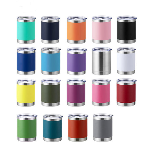 Powder Coated 10oz Lowball Double Wall Stainless Steel Vacuum Insulated Tumbler with Slide Lid for Laser Engraving_ miki