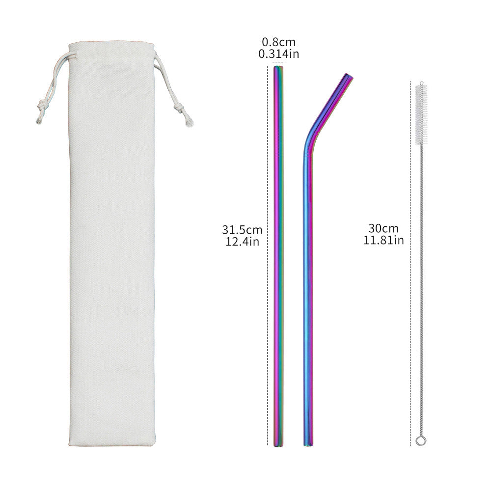 colorful rainbow 30cm stainless steel straws 11.8 inches metal straws with Cleaning Brush for 40oz tumblers_miki