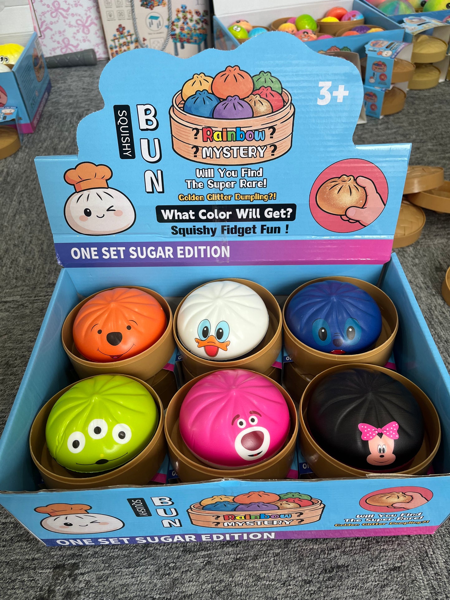 USA Presale_ Disney Cartoon PU squeeze dumplings Toys with steamer baskets and gift boxes _ miki