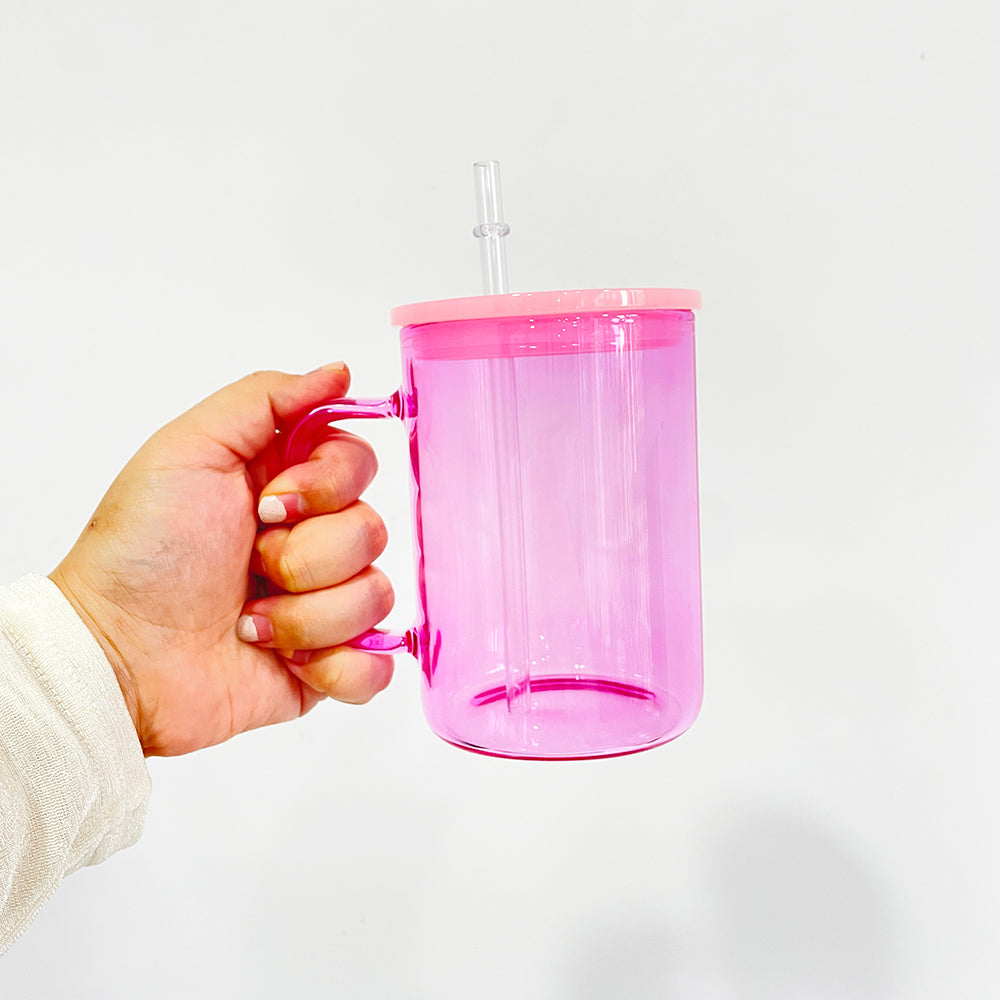 USA RTS_ Sublimation 17oz Jelly Glass Mugs with Handle and Colored Lid_ miki