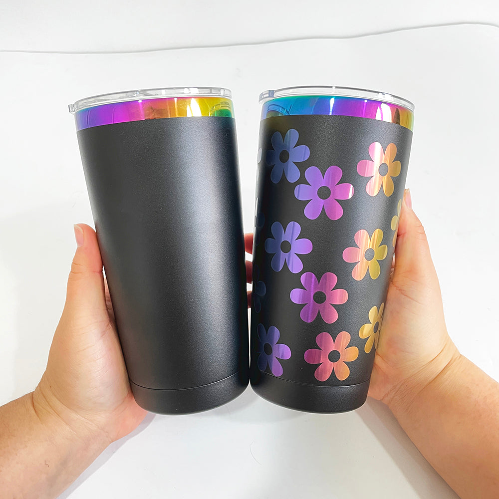 USA RTS_ Powder Coated 20oz Rainbow Case Car Tumbler With Lid and Colored Straw for Laser Engraving_miki
