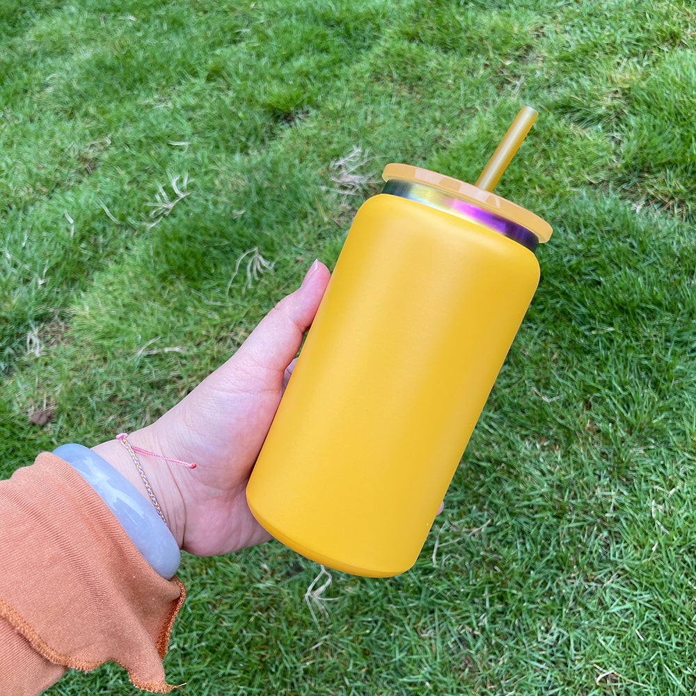 USA RTS_ rainbow plated 16oz vacuum insulated stainless steel can for laser engrave _miki