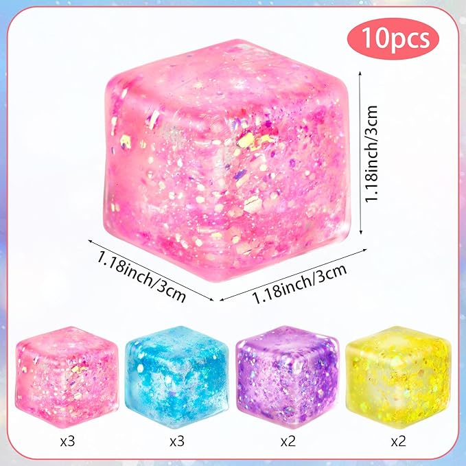 USA Presale_5cm Sparkly Glitter Squeeze Ice Cubes with Gift Box_ miki
