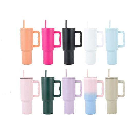 USA Presale_ Powder coated H3.0 Simple Model 40oz Quencher Tumblers with Handle and Lid for Laser Engraving _miki