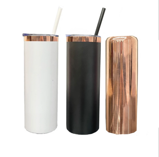 powder coated 20oz mirror copper underneath stainless steel straight tumblers for laser engraving_miki