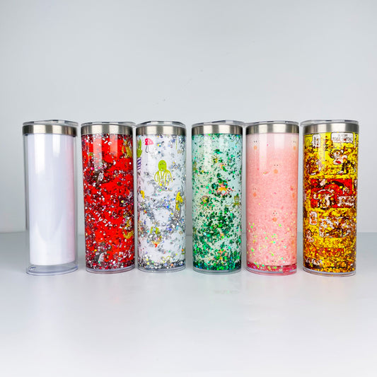 USA Presale_ Sublimation 20oz Stainless Steel Snow Globe Tumbler with Pre-Drilled Bottom and Plug_ miki