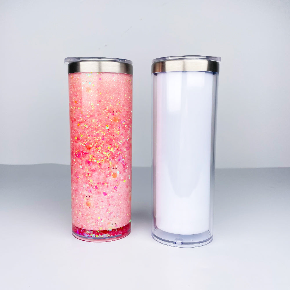 USA RTS_ Sublimation 20oz Stainless Steel Snow Globe Tumbler with Pre-Drilled Bottom and Plug_ miki