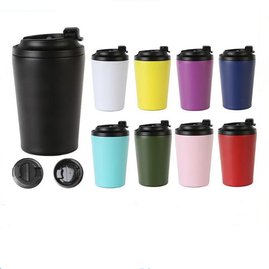 powder coated 8oz 12oz double walled vacuum insulated coffee mugs with Spill Proof lid _miki