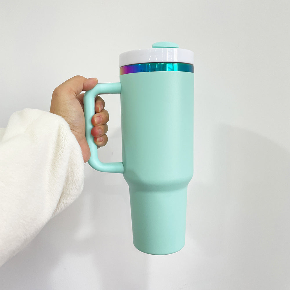 💕rainbow underneath H2.0 40oz macaron quencher tumblers with removable handle for laser engraving_miki