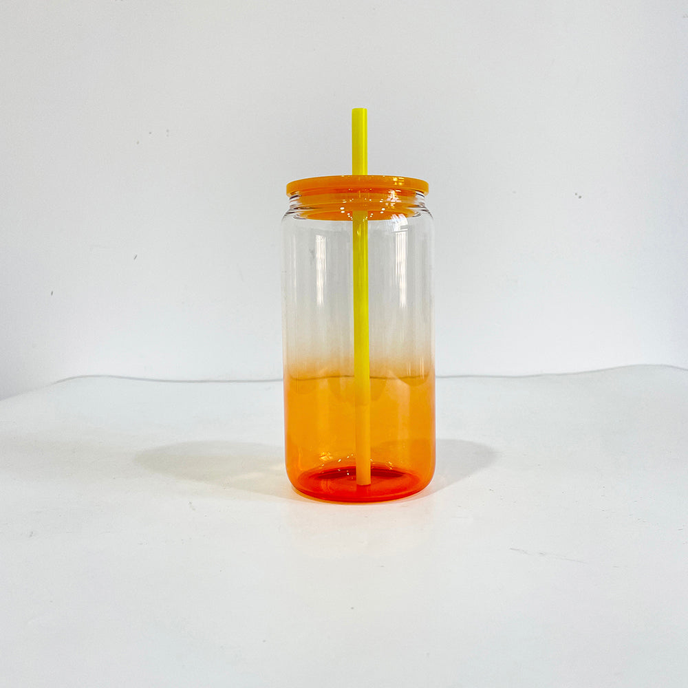 USA RTS_ 16oz Ombré Jelly Glass Cans with Colored Lid and Straw for Sublimation and UV DTF_ miki