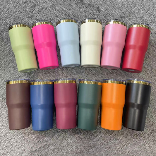 Mirror Gold Plated 20oz Powder Coated Coffee Travel Mug with Leak Proof Slide Lid for Laser Engraving_ miki