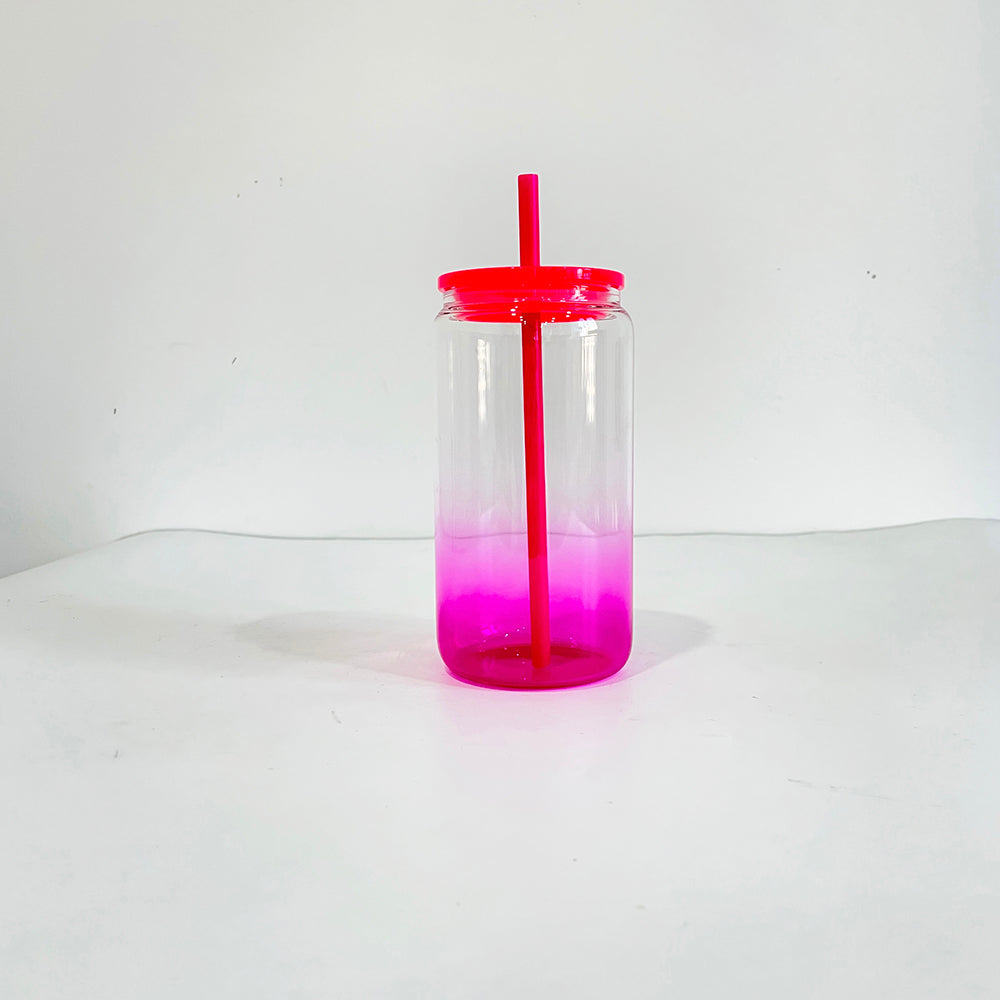 USA RTS_ 16oz Ombré Jelly Glass Cans with Colored Lid and Straw for Sublimation and UV DTF_ miki