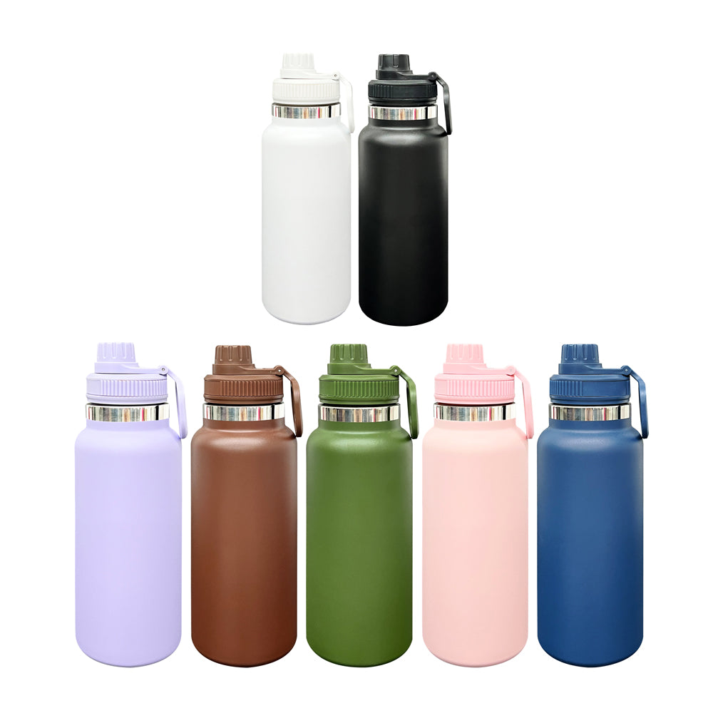 USA RTS_ Sports Lid Powder Coated 32oz Water Bottle with Portable Drinking Spout Lid for Laser Engraving_ miki