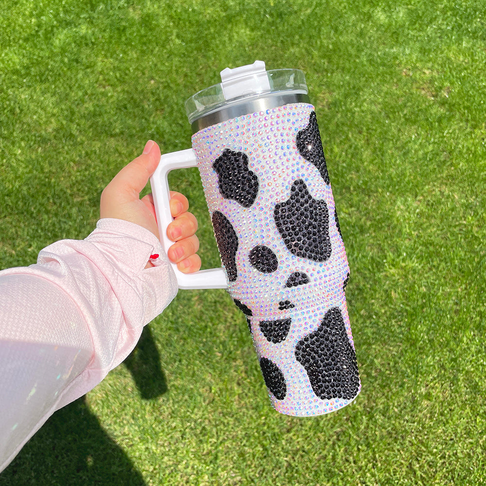 40oz rhinestone cow bling tumbler_miki