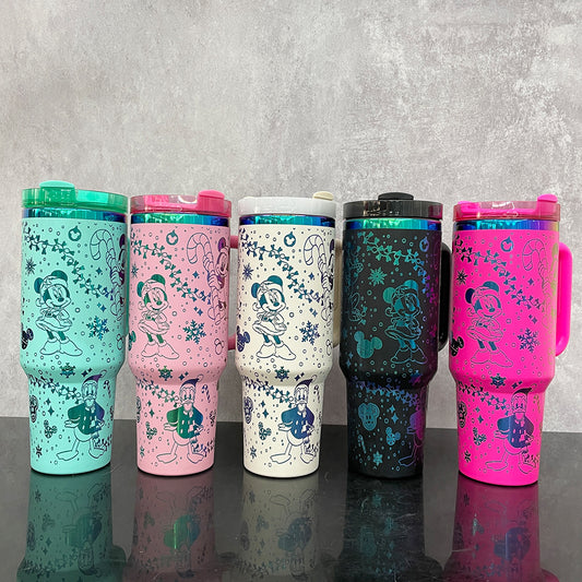Disney design laser engraved rainbow plated H2.0 40oz quencher tumbler_miki