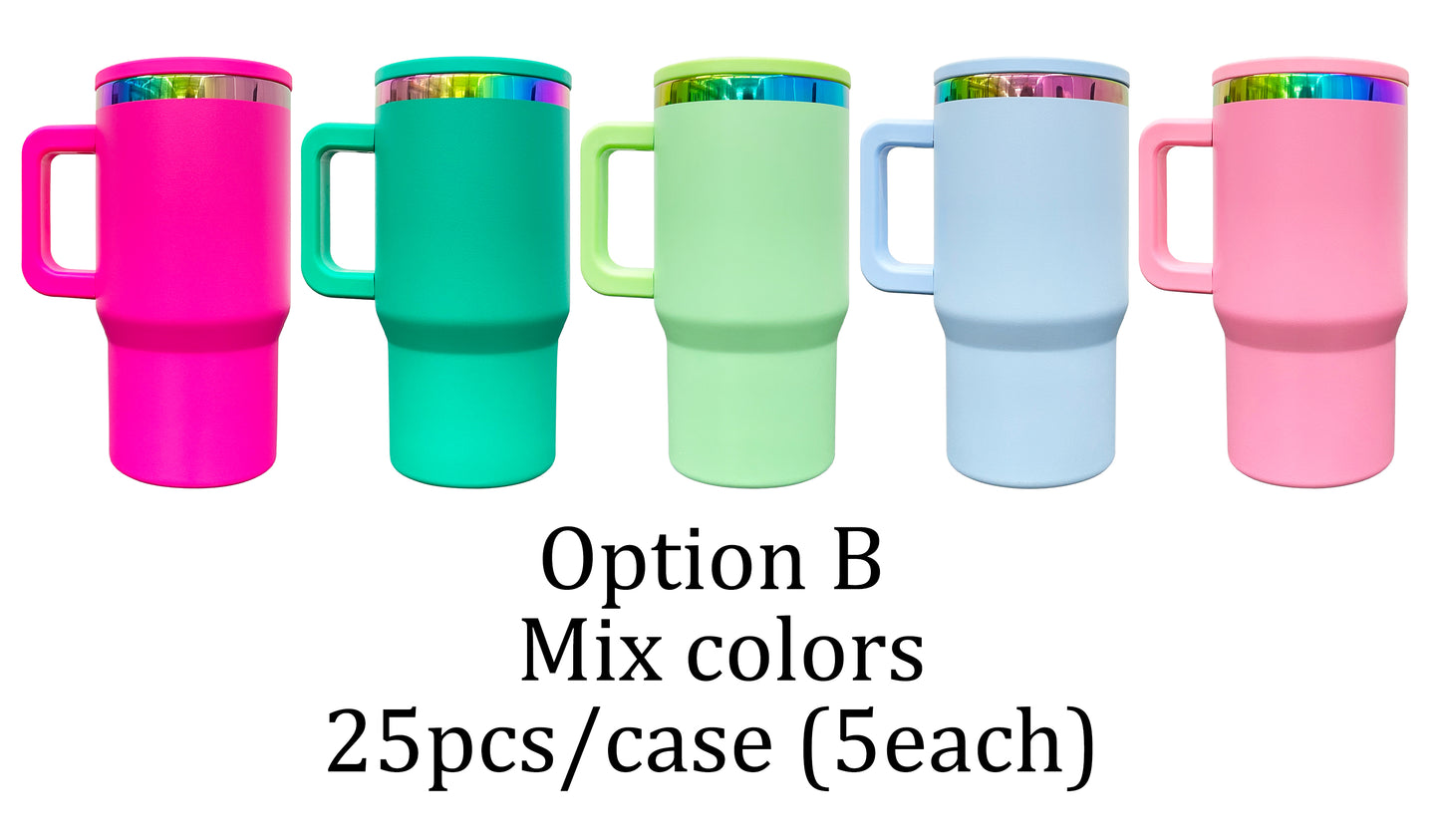USA RTS_ Rainbow plated kids 20oz tumblers with leak-proof lid and removable handle for laser engraving_miki
