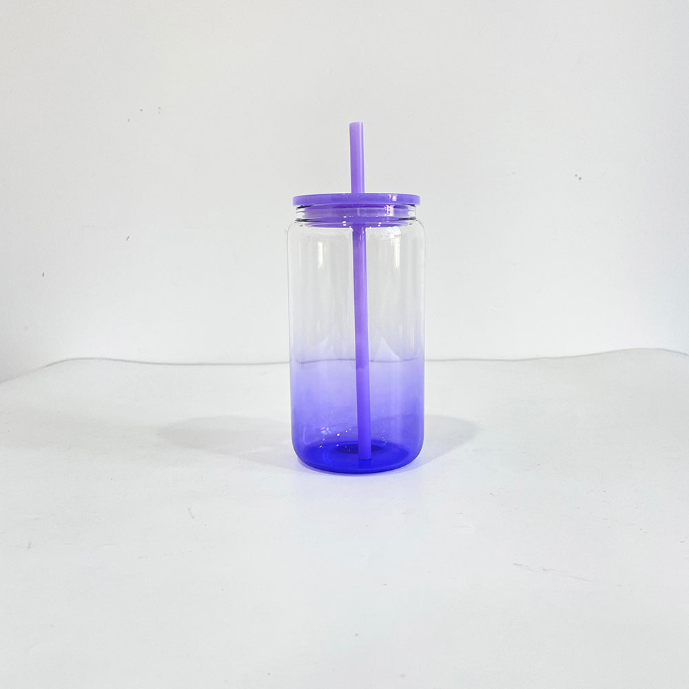USA RTS_ 16oz Ombré Jelly Glass Cans with Colored Lid and Straw for Sublimation and UV DTF_ miki