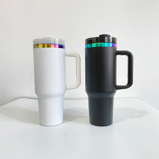 Rainbow Plated 30oz 40oz Powder Coated Quencher Tumblers With Removal Handle And Plastic Straw For Laser Engraving_ miki