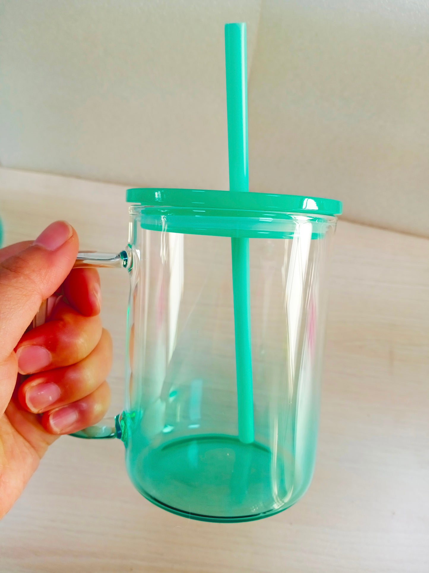 17oz Ombre Jelly Glass Mug with Colored Plastic Lid and Straw for Sublimation and UV DTF _ miki