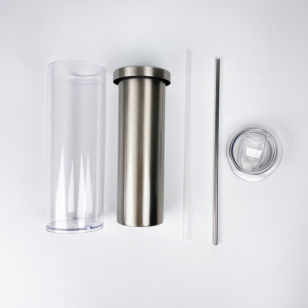 USA RTS_ Sublimation 20oz Stainless Steel Snow Globe Tumbler with Pre-Drilled Bottom and Plug_ miki