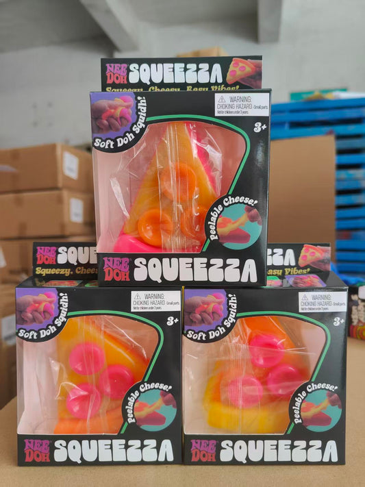 Needoh Happy Pizza Squishy Stress Ball with logo on the box_ miki