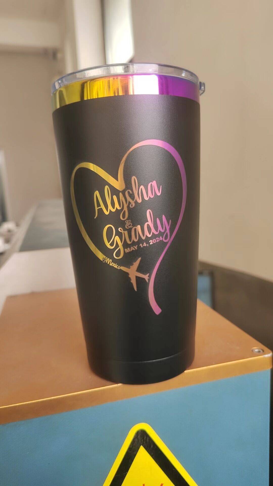 USA RTS_ Powder Coated 20oz Rainbow Case Car Tumbler With Lid and Colored Straw for Laser Engraving_miki