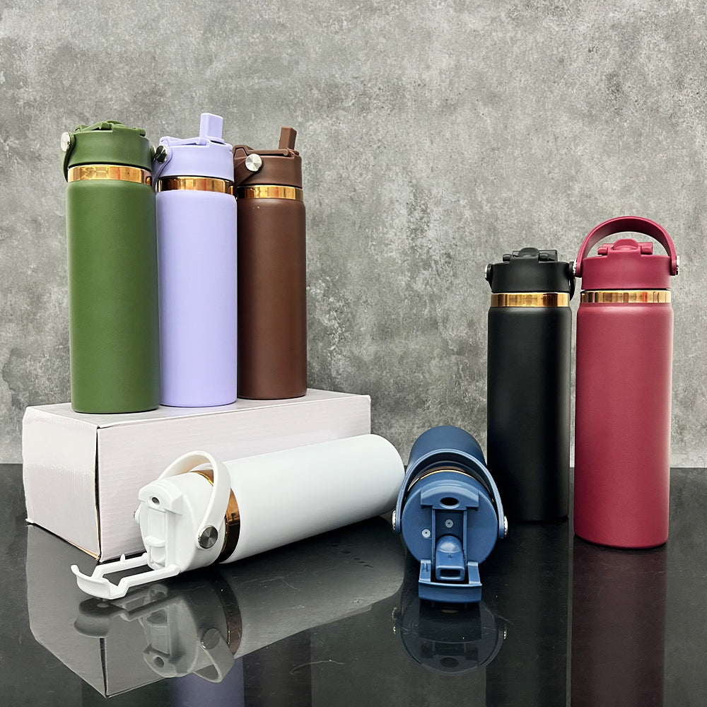 2-in-1 Flip Top Lid 20oz Copper Plated Stainless Steel Sports Water Bottles for Laser Engraving _miki