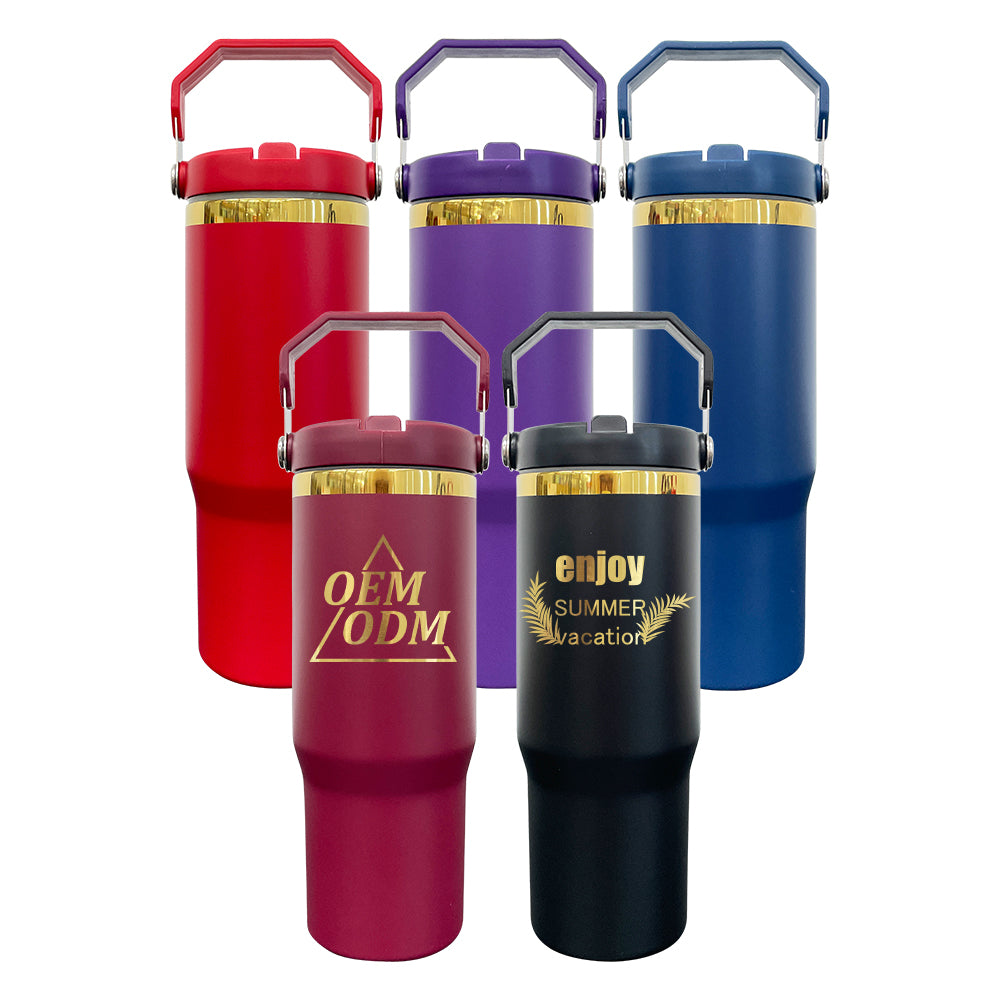 Mirror Gold Plated 30oz Flip Straw Water Bottles For Laser Engraving_miki