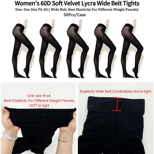 Women's 60D Soft Velvet Lycra Wide Belt Tights _miki