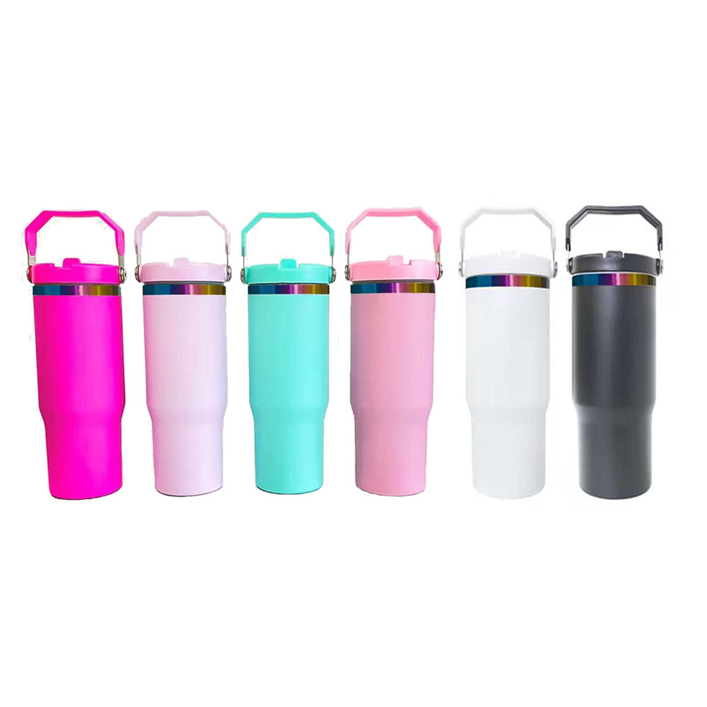 USA RTS_ Rainbow Underneath Powder Coated 30oz Flip Straw Water Bottle For Laser Engraved_miki