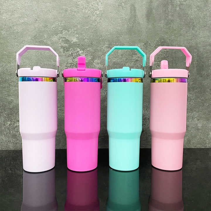 USA RTS_ Rainbow Underneath Powder Coated 30oz Flip Straw Water Bottle For Laser Engraved_miki